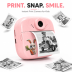 Kids Instant Print Camera, DIY Thermal Printing Digital Camera with 2.4" Screen, USB Rechargeable, Photo & Video Camera, Coloring Markers & Print Paper Included, Birthday Gift for Boys & Girls 3-12 Years
