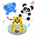 3-Piece Baby Animal Rattle Set – Tiger, Panda & Elephant Shaker Toys with Colorful Beads, Easy-Grip Infant Toys for Babies 3+ Months