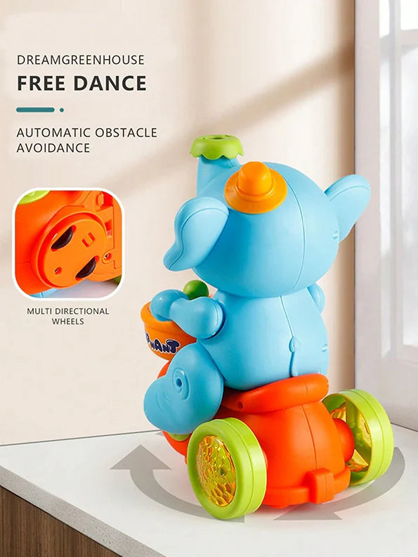 Elephant Drummer Toy with Music, Flashing Light & Ball Air Blowing Action, Drum Beating Fun Toy for Kids Boys & Girls