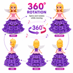 Dancing Angel Princess Doll with LED Lights, Music, 360° Rotation & Bump-and-Go Movement