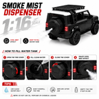 RC Spray SUV Car with Real Mist Effect, App & Remote Control, USB Type-C Rechargeable, LED Lights, Openable Doors & Roof Rack Toy for Kids