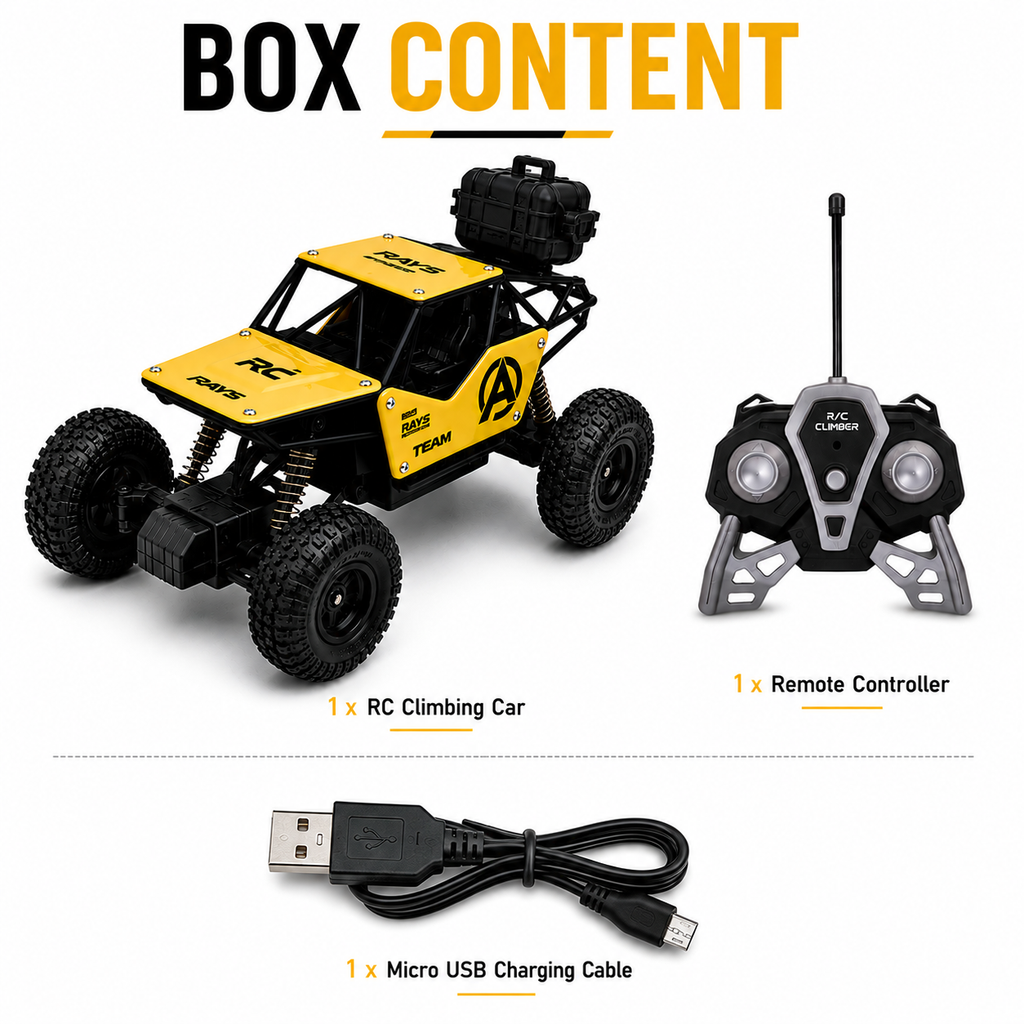 1:18 Scale RC Rock Crawler Car with 4-Wheel Suspension, Oversized Tires & Off-Road Control