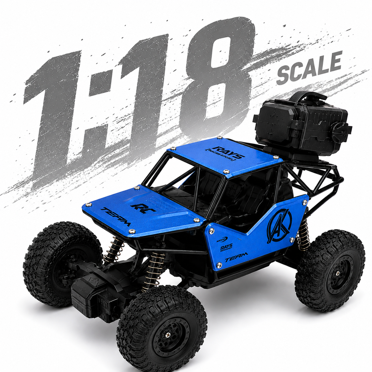 1:18 Scale RC Rock Crawler Car with 4-Wheel Suspension, Oversized Tires & Off-Road Control