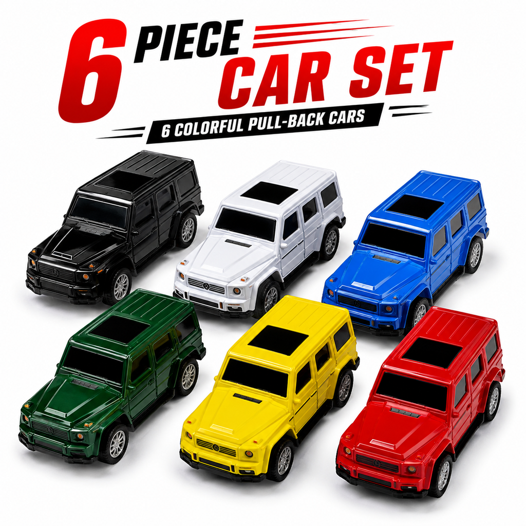 6 Pcs Pull Back Toy Cars Set for Kids – No Battery Push & Go Mini Cars