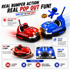 Kids 2 Player RC Bumper Car Battle Game with Driver Pop-Out Action, 2.4GHz Remote Control, Rechargeable Toy Cars for Boys & Girls