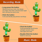 Mimicry Toy Cactus with Lights and Music - Repeat and Record Whatever You say, Wiggles with Music - Interactive Rechargeable