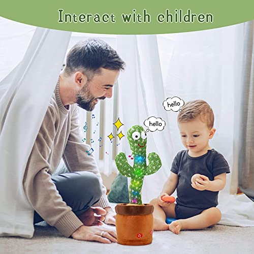 Mimicry Toy Cactus with Lights and Music - Repeat and Record Whatever You say, Wiggles with Music - Interactive Rechargeable
