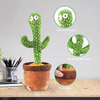 Mimicry Toy Cactus with Lights and Music - Repeat and Record Whatever You say, Wiggles with Music - Interactive Rechargeable