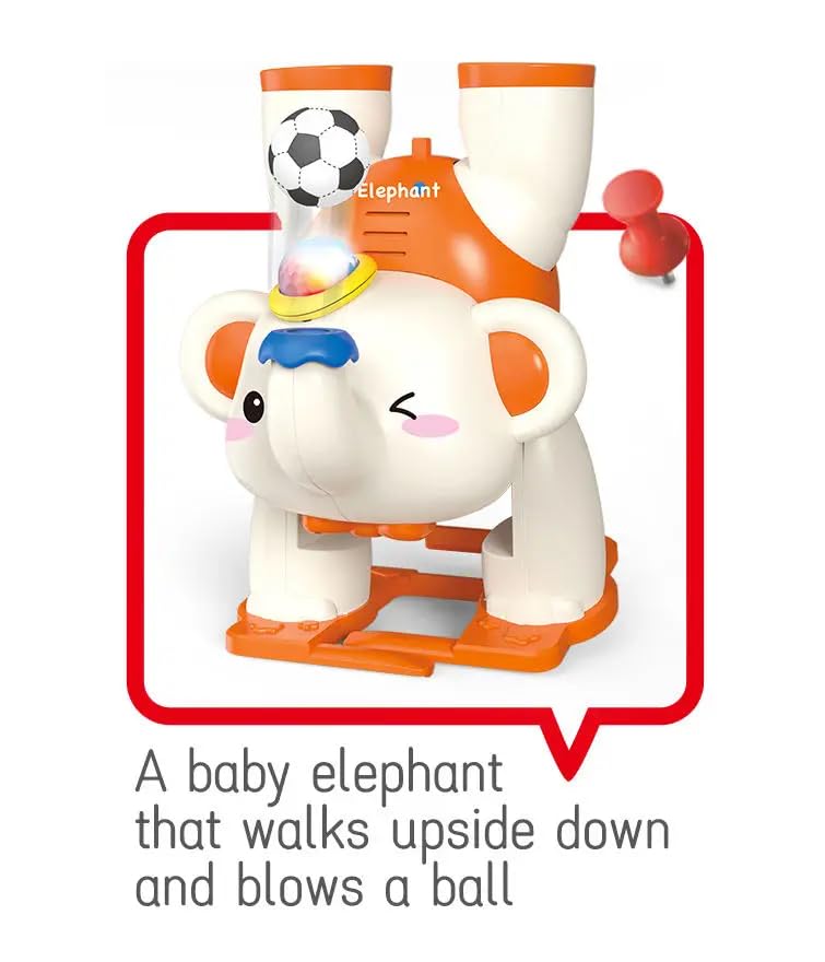 Elephant Toy with Blowing Ball, Light & Sound, Battery Operated, Colorful Lights, Fun Sound Effects, Ages 3+