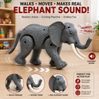 Walking Elephant Toy for Kids with Moving Trunk & Elephant Sound, Realistic Battery Operated Animal Toy for Boys & Girls