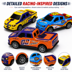 12 Pcs Mini Push Back Racing Cars Set for Kids, Colorful Pickup Toy Cars