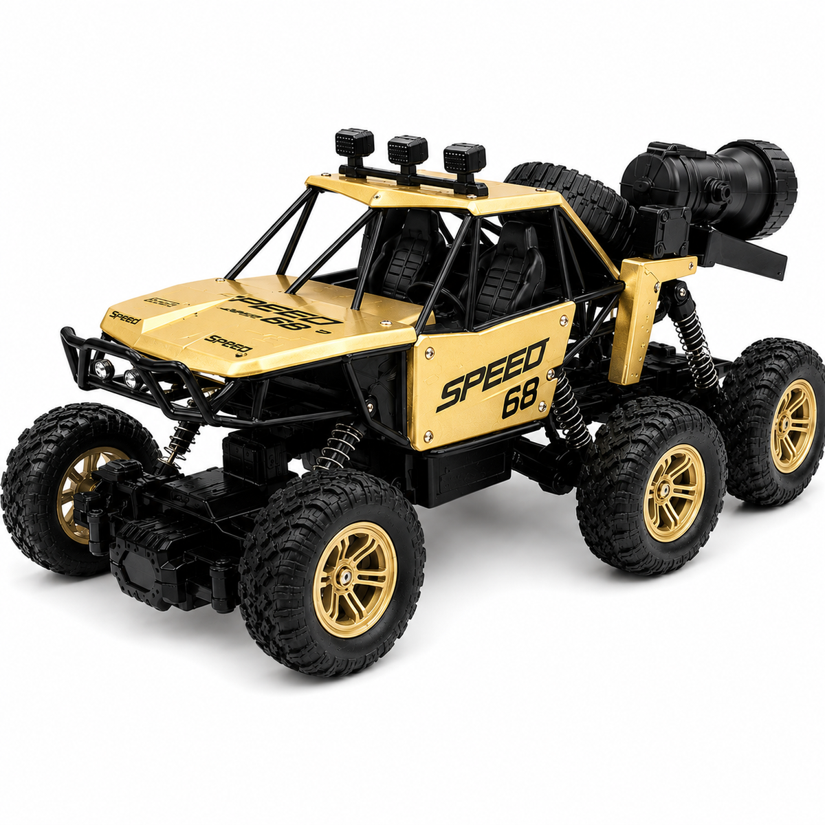 6WD RC Off-Road Rock Crawler with Mist Spray, Remote Control, Rechargeable Battery & USB Charging – Rugged All-Terrain Toy Car for Kids