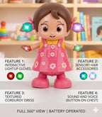 Dancing Musical Doll Toy for Kids – Walking, Singing & Flashing Lights with Bump & Go Action | Fun Interactive Gift for Boys & Girls
