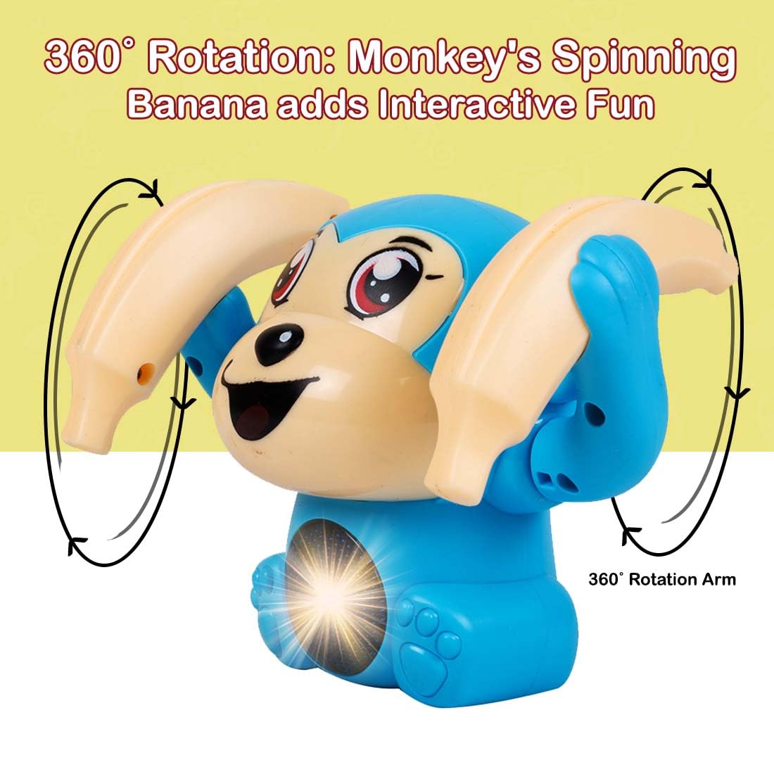 Voice Control Banana Dancing Monkey Toy | Spinning, Rolling and Tumbling Toy for Kids with Bright LED Lights & Sound Effects
