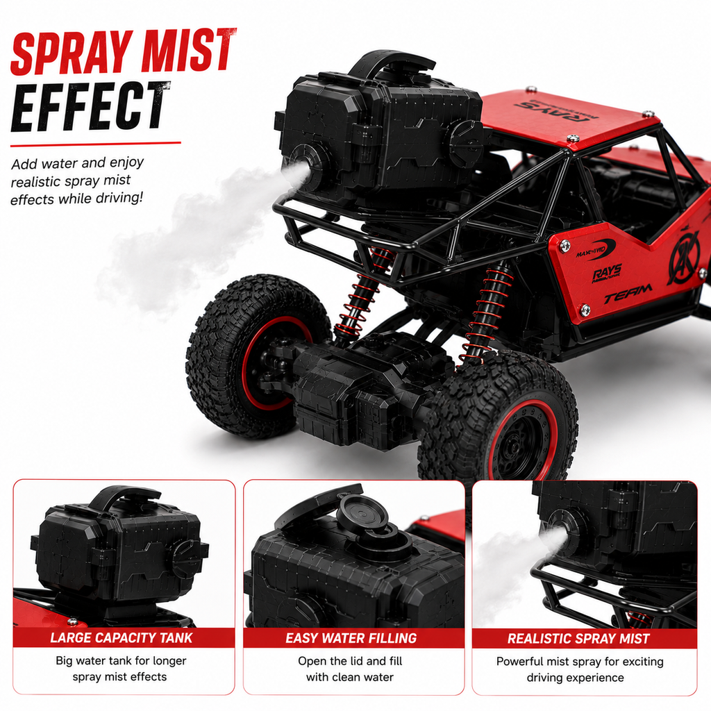 1:18 Scale RC Rock Crawler Car with 4-Wheel Suspension, Oversized Tires & Off-Road Control