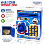 Doraemon Kids ATM Money Bank with Password Lock | Auto Cash Deposit, Coin Saving, Electronic Piggy Bank with Sound & Lights for Boys & Girls