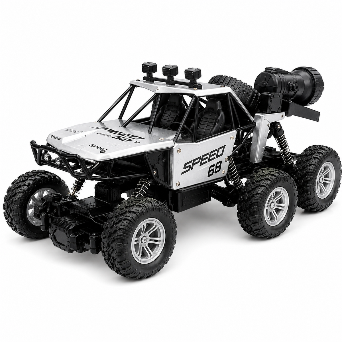 6WD RC Off-Road Rock Crawler with Mist Spray, Remote Control, Rechargeable Battery & USB Charging – Rugged All-Terrain Toy Car for Kids
