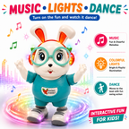 Dancing Rabbit Toy with Music & Colorful LED Lights | Battery Operated Walking Duck for Kids & Toddlers