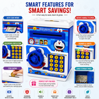 Doraemon Kids ATM Money Bank with Password Lock | Auto Cash Deposit, Coin Saving, Electronic Piggy Bank with Sound & Lights for Boys & Girls