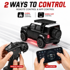RC Spray SUV Car with Real Mist Effect, App & Remote Control, USB Type-C Rechargeable, LED Lights, Openable Doors & Roof Rack Toy for Kids