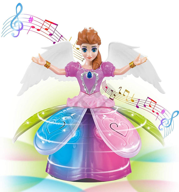 Angel Girl Musical Dancing Rotating Toy with Attractive Multi Color Flashing Lights for Kids