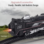 Small Black Train  - Battery Operated Steam Engine with Coal & Passenger Coach 10 (30 Inch) Round Track - Vintage Style Toy Train with Lights & Sound for Kids