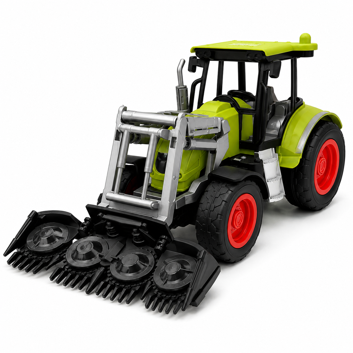 RC Farm Tractor Toy with Remote Control, 4-Way Movement & Manual Front Attachment, Rechargeable 4×AAA Battery Included, Kids Toy