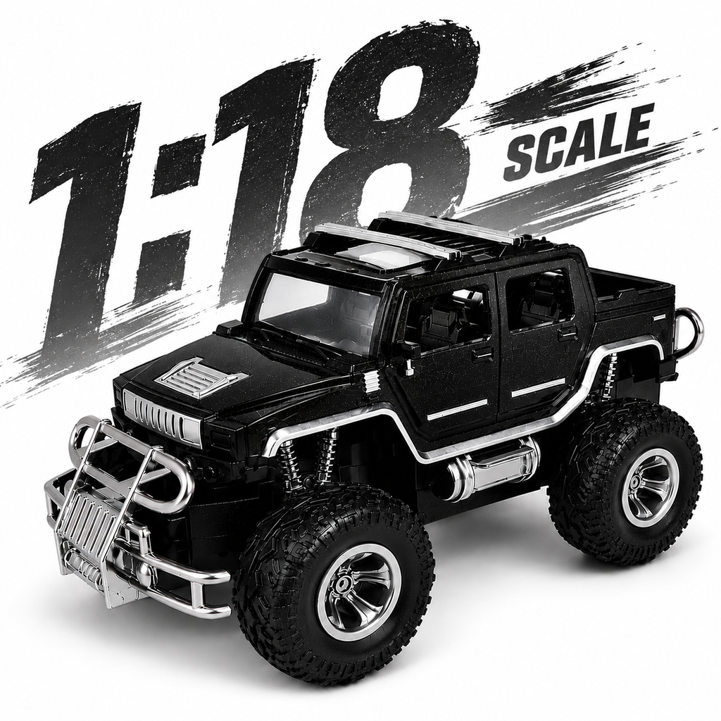 Hummer 4x4 SUV RC Car with Mobile App & Remote Control, 1:18 Scale Rechargeable Off-Road Toy Car with Type-C Charging, LED Lights & Rugged Design