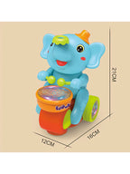 Elephant Drummer Toy with Music, Flashing Light & Ball Air Blowing Action, Drum Beating Fun Toy for Kids Boys & Girls