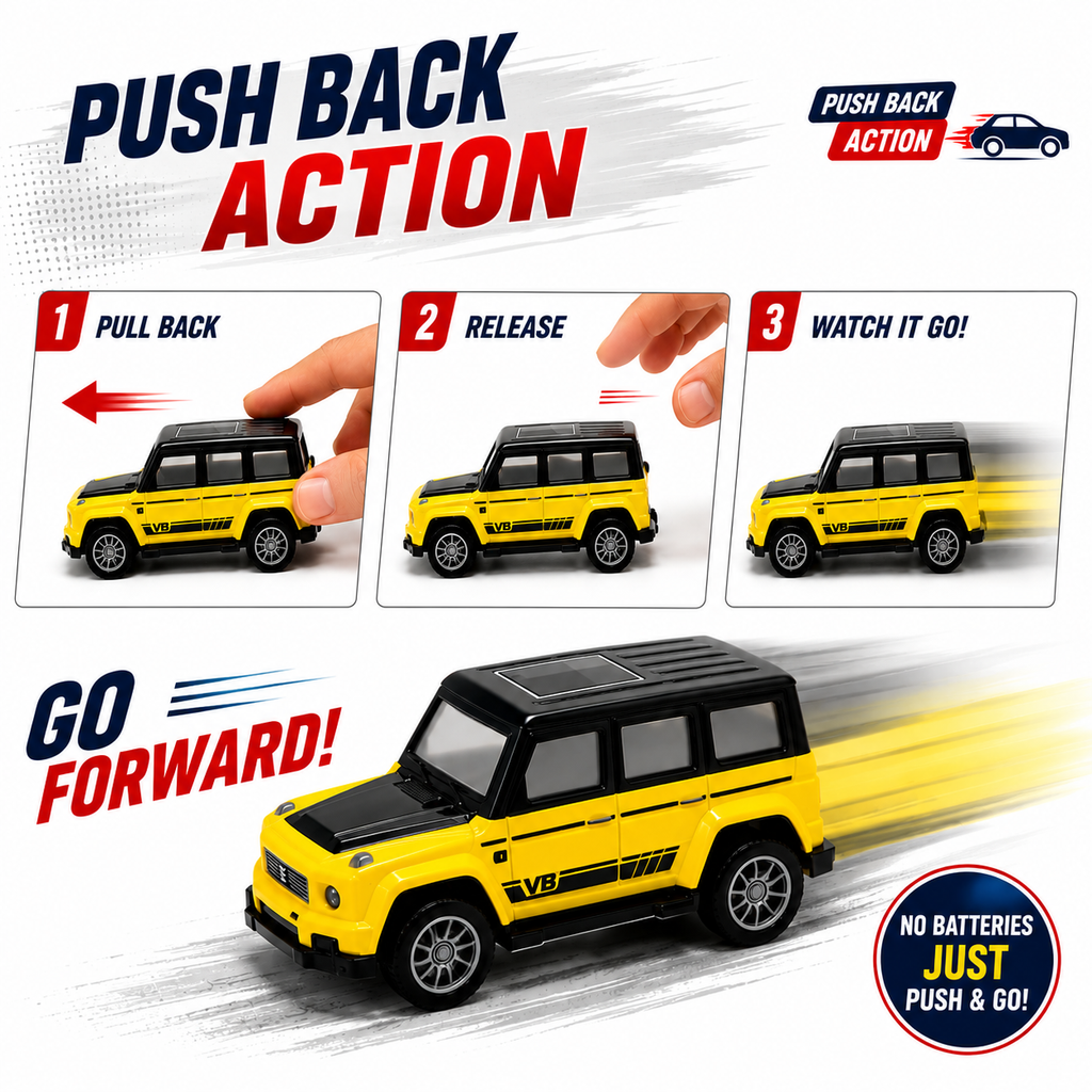 6 Pcs Pull Back Toy Cars Set for Kids – No Battery Push & Go Mini Cars