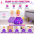 Dancing Angel Princess Doll with LED Lights, Music, 360° Rotation & Bump-and-Go Movement