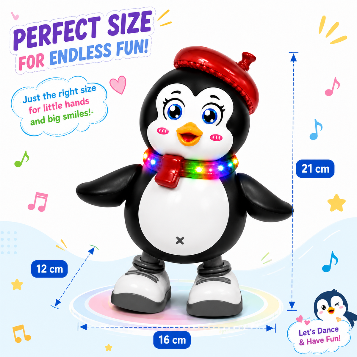 Dancing Penguin Toy with Music & Colorful LED Lights | Battery Operated Walking Duck for Kids & Toddlers (Copy)