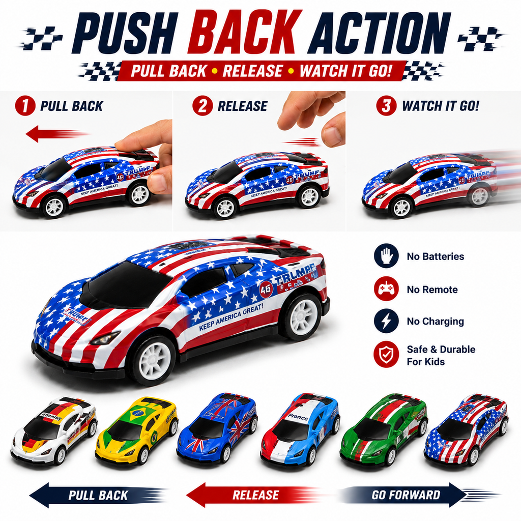 6 Pcs Pull Back Toy Cars Set for Kids – No Battery Push & Go Mini Cars