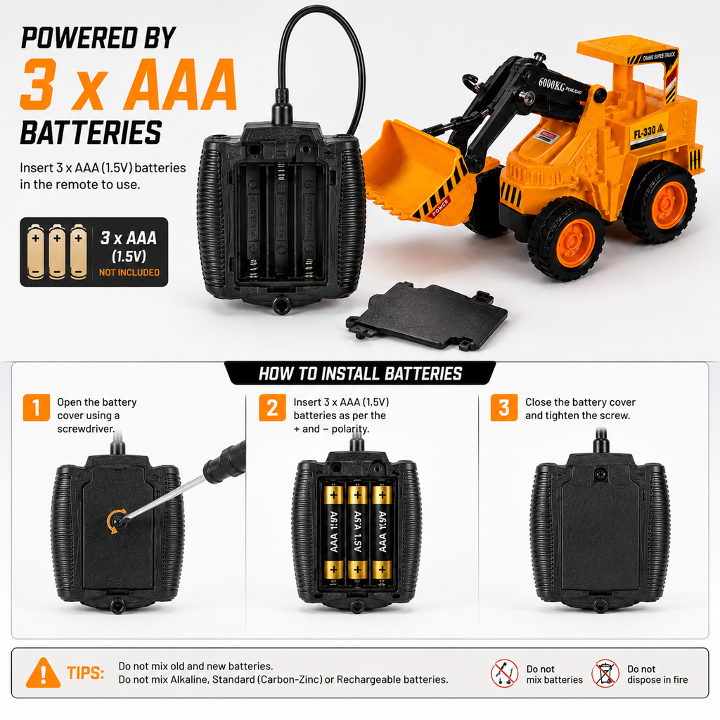 Wired Excavator Kids Toy | AAA Battery on remote | Best for gifting