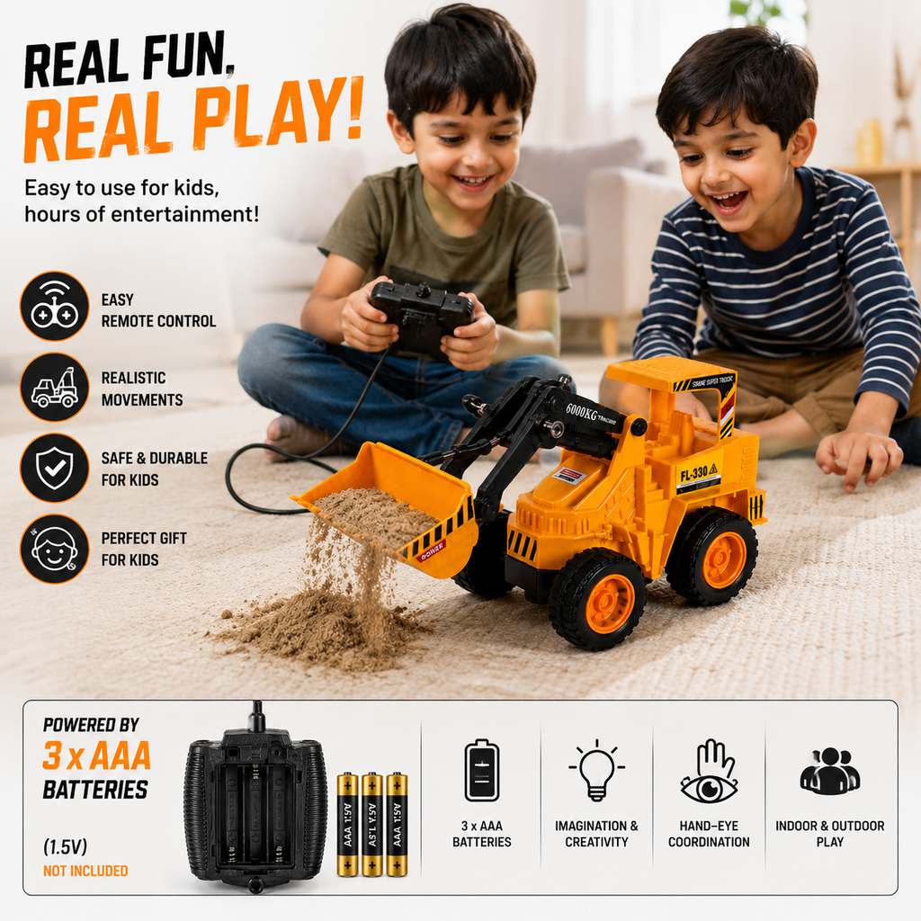 Wired Excavator Kids Toy | AAA Battery on remote | Best for gifting