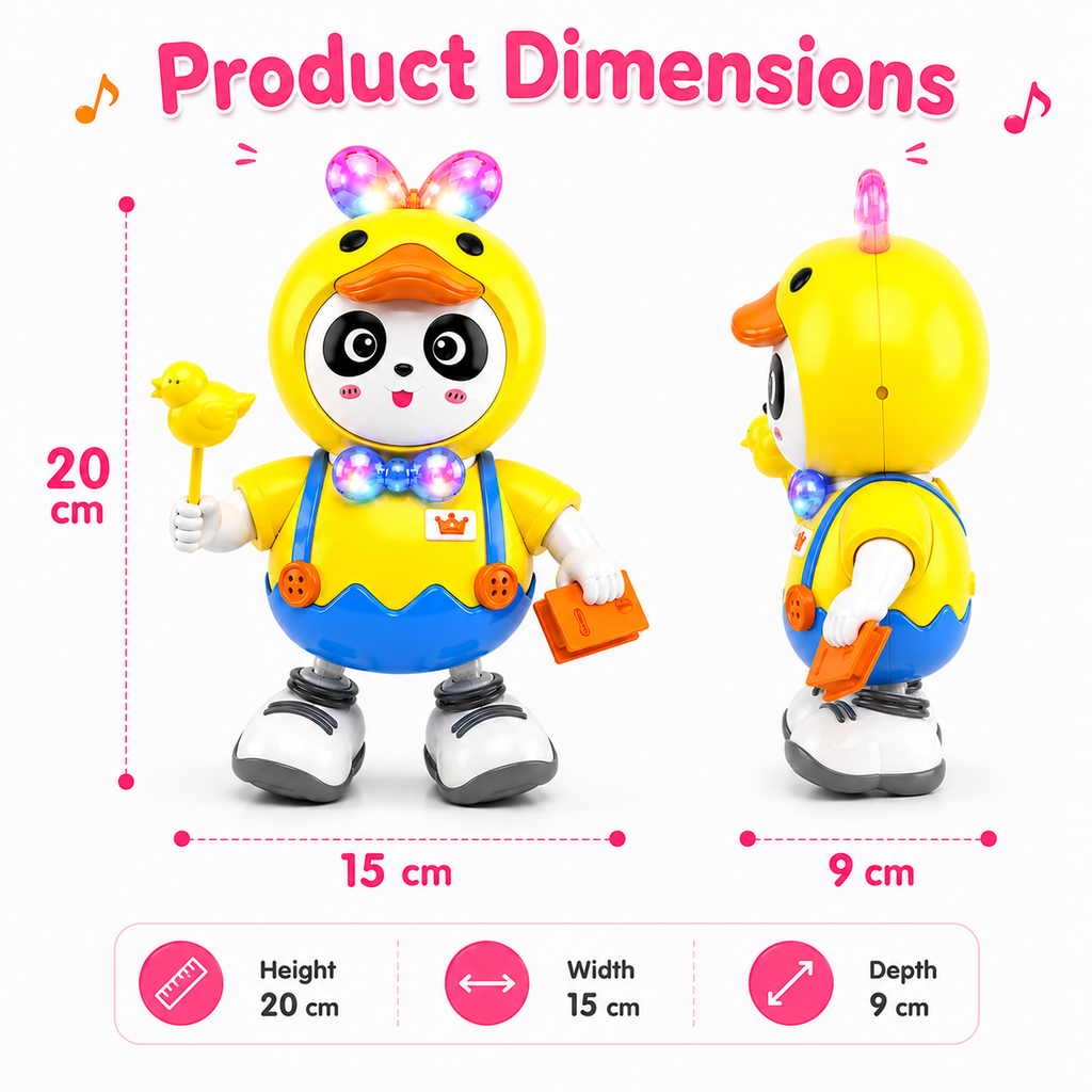 Dancing Panda with Music, Light & Moving Arms | LED Bunny Toy for Boys Girls | Cute Animal Toy Gift for Kids