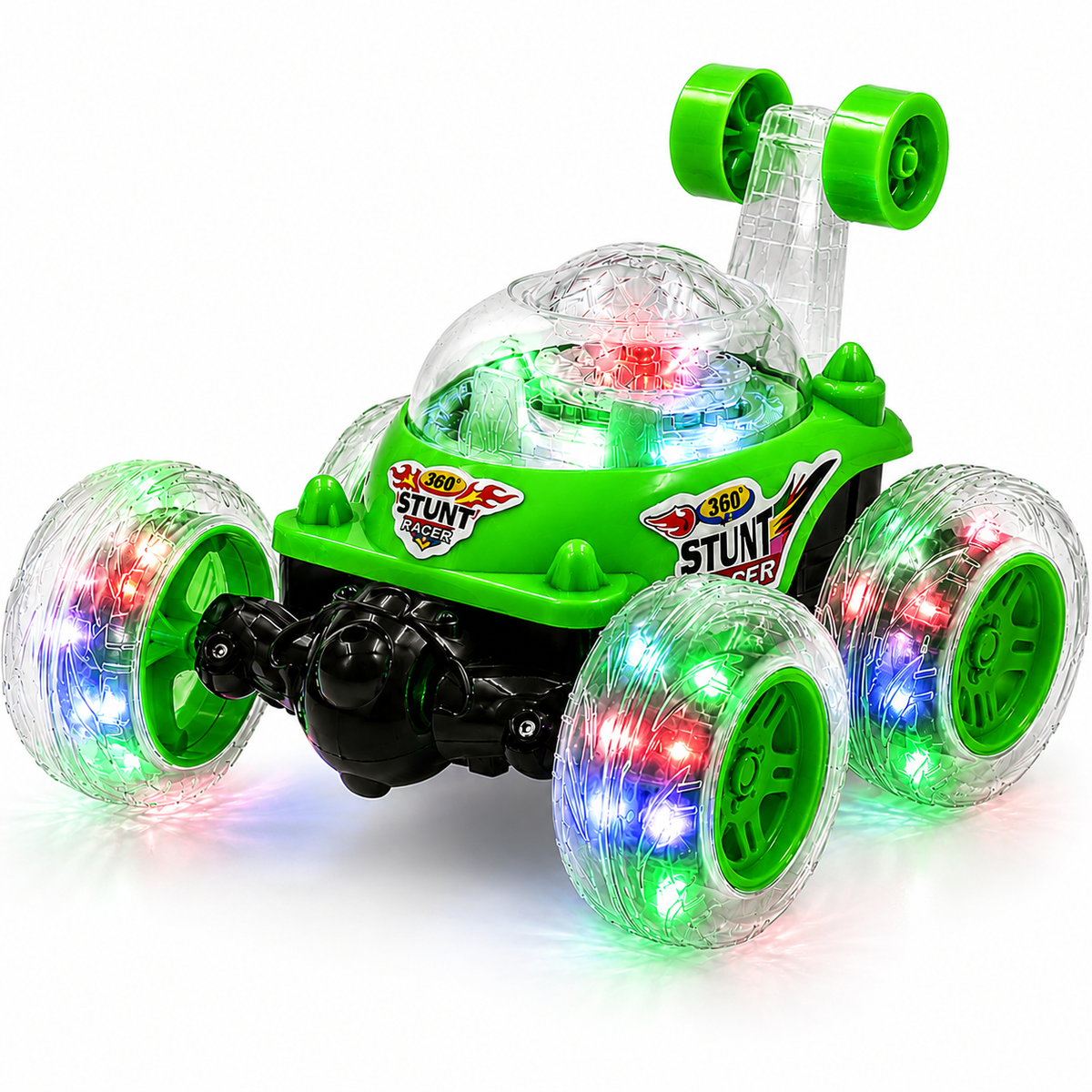 360° RC Stunt Car with LED Glowing Wheels, USB Type-C Rechargeable, Music & Double-Sided Driving Remote Control Toy for Boys & Girls Age 3+