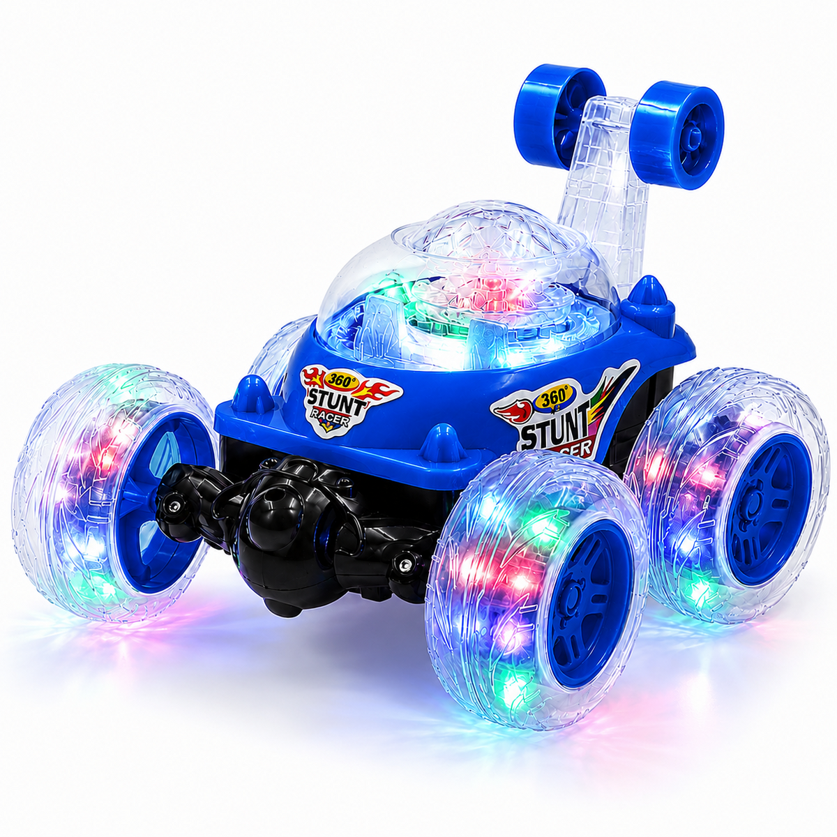 360° RC Stunt Car with LED Glowing Wheels, USB Type-C Rechargeable, Music & Double-Sided Driving Remote Control Toy for Boys & Girls Age 3+