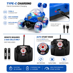 360° RC Stunt Car with LED Glowing Wheels, USB Type-C Rechargeable, Music & Double-Sided Driving Remote Control Toy for Boys & Girls Age 3+