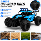 High-Speed Rechargeable RC Off-Road Racing Car with LED Lights, USB Charging, Remote Control, Big Rubber Tires & Suspension – 1:16 Scale Toy for Boys & Girls (Blue)