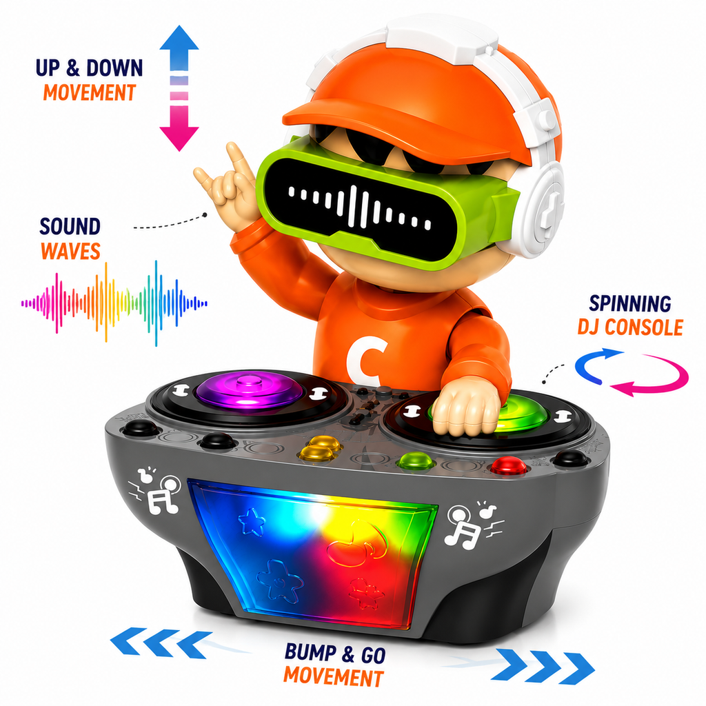 DJ Dancing Musical Robot Toys for Kids | Rock Bump & Go Action with Sound Music LED Light Battery Operated Baby Toys for Toddlers | Birthday Gift for Kids Children Boys & Girls