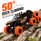 6 Wheel RC Rock Climbing Car with Real Mist Spray, Type-C Fast Charging & LED Lights | 2.4GHz Remote Control Off-Road Crawler for Kids