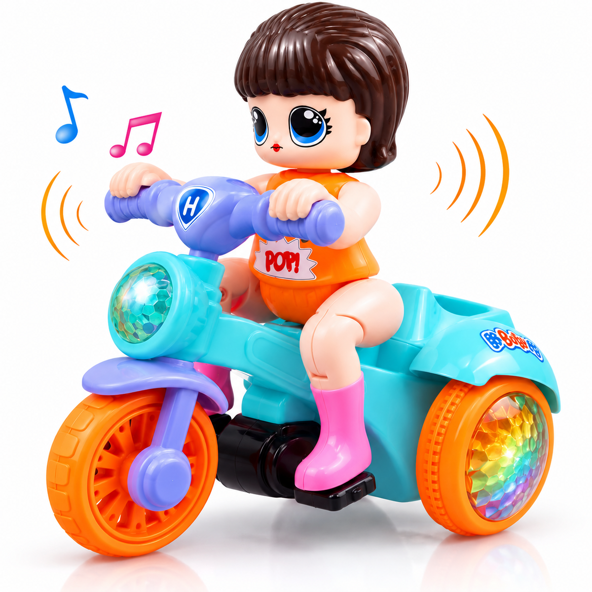 360° Stunt Tricycle Toy for Kids | Automatic Wheelie Bike with LED Flashing Lights, Music & Bump & Go Action | Battery Operated Toy for Boys & Girls
