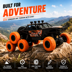 6 Wheel RC Rock Climbing Car with Real Mist Spray, Type-C Fast Charging & LED Lights | 2.4GHz Remote Control Off-Road Crawler for Kids