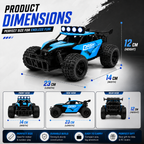 High-Speed Rechargeable RC Off-Road Racing Car with LED Lights, USB Charging, Remote Control, Big Rubber Tires & Suspension – 1:16 Scale Toy for Boys & Girls (Blue)
