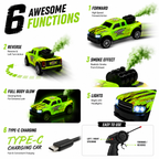 Glowing RC Truck with Full Body Glow, Real Mist Smoke Effect, Type-C Rechargeable RC Pickup Truck with LED Lights & 2.4GHz Remote for Kids Boys & Girls