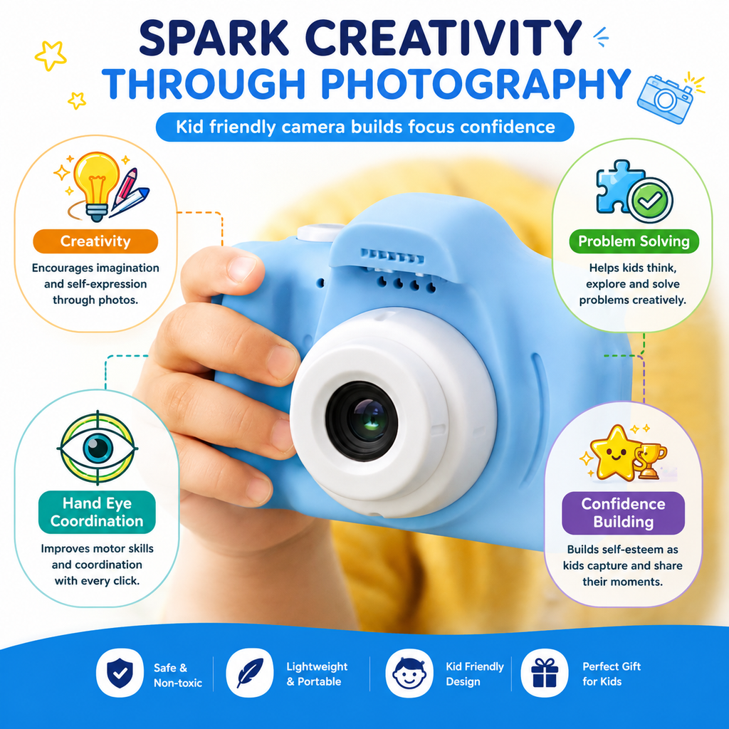 Kids Digital Camera Toy 3.0MP 1080P Video Camera with 2-Inch Screen & 32GB Capacity USB Rechargeable with Games,Filters,Time-Lapse Educational Birthday Gift for Boys & Girls Age 3–12