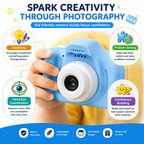Kids Digital Camera Toy 3.0MP 1080P Video Camera with 2-Inch Screen & 32GB Capacity USB Rechargeable with Games,Filters,Time-Lapse Educational Birthday Gift for Boys & Girls Age 3–12