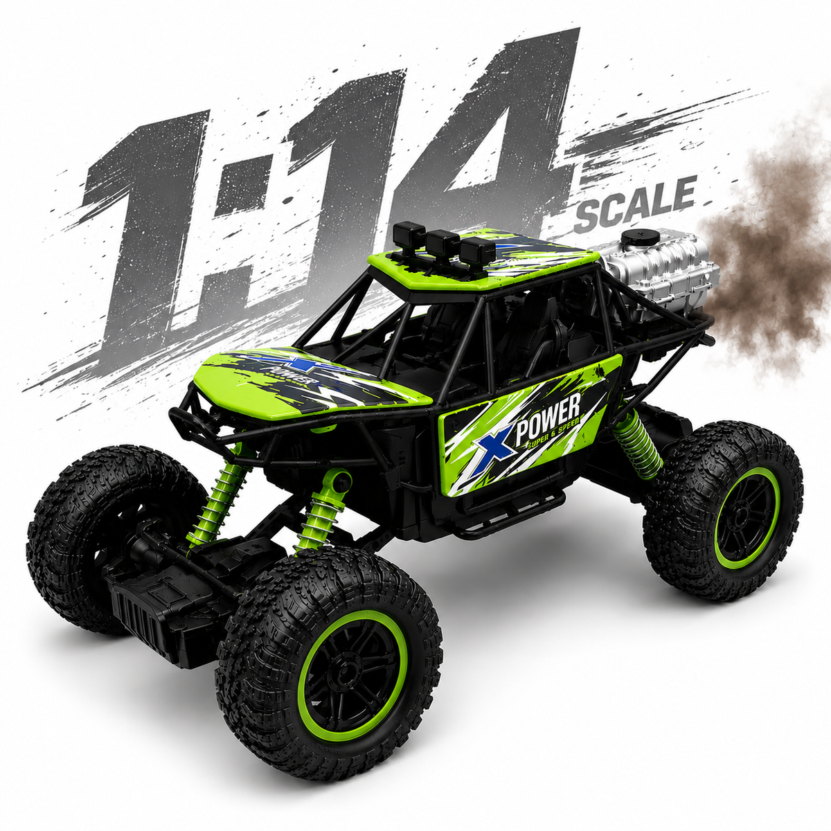 RC Rock Crawler Car 1:18 Remote Control Off Road Monster Truck with Metal Body, Shock Suspension & Big Tires for Kids 6+RC Rock Crawler Car 1:18 Remote Control Off Road Monster Truck with Metal Body, Shock Suspension, Mist Smoke & Big Tires for Kids 6+