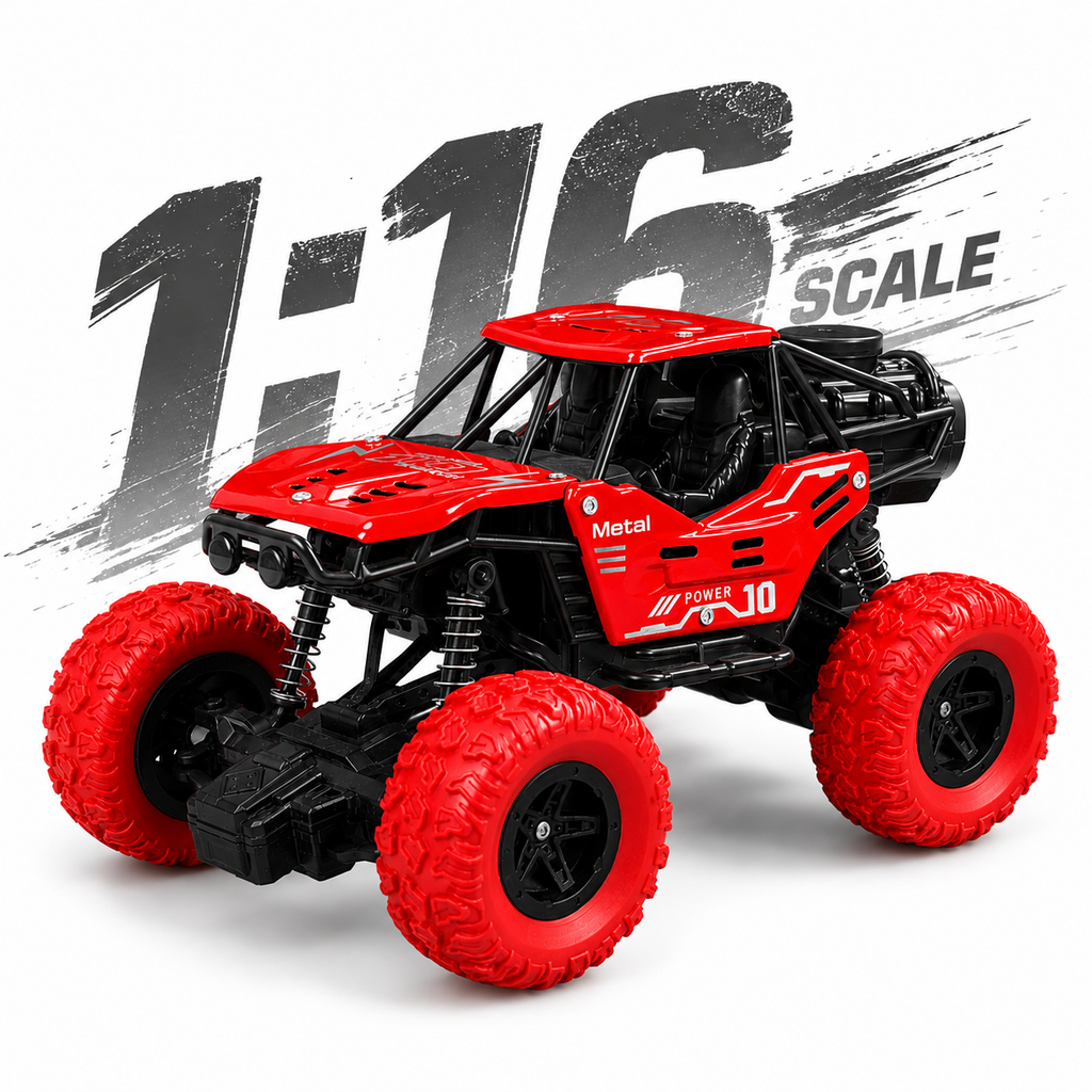 RC Monster Truck with Metal Body,  1:18 Scale model size , Shock Suspension & Big Tires for Kids 6+RC Rock Crawler Car 1:18 Remote Control Off Road Monster Truck with Metal Body, Shock Suspension, Mist Smoke & Big Tires